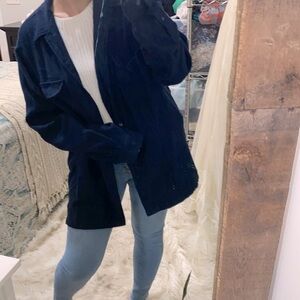 M.E. Sport dark blue flannel button down shirt size large